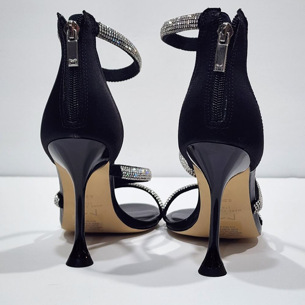 Marc Fisher Carita Ankle Strap Heled Sandals Rhinestone Detail Black Size 6.5 - Picture 4 of 11
